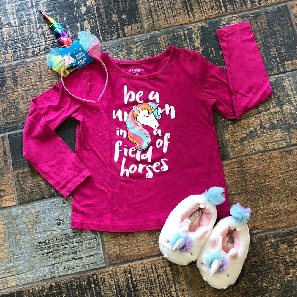 Long Sleeve Unicorn Shirt with Accessories 🦄💓